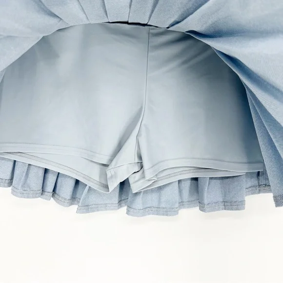 Montce x Olivia Culpo Light Denim Tennis Skirt S Blue - Picture 5 of 8